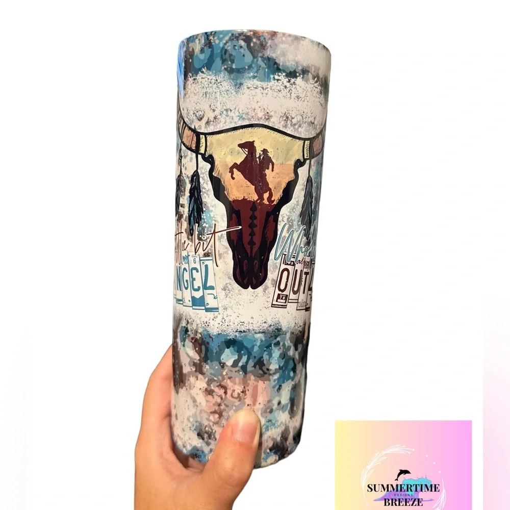 Little bit angel whole lotta outlaw tumbler - Picture 1 of 3